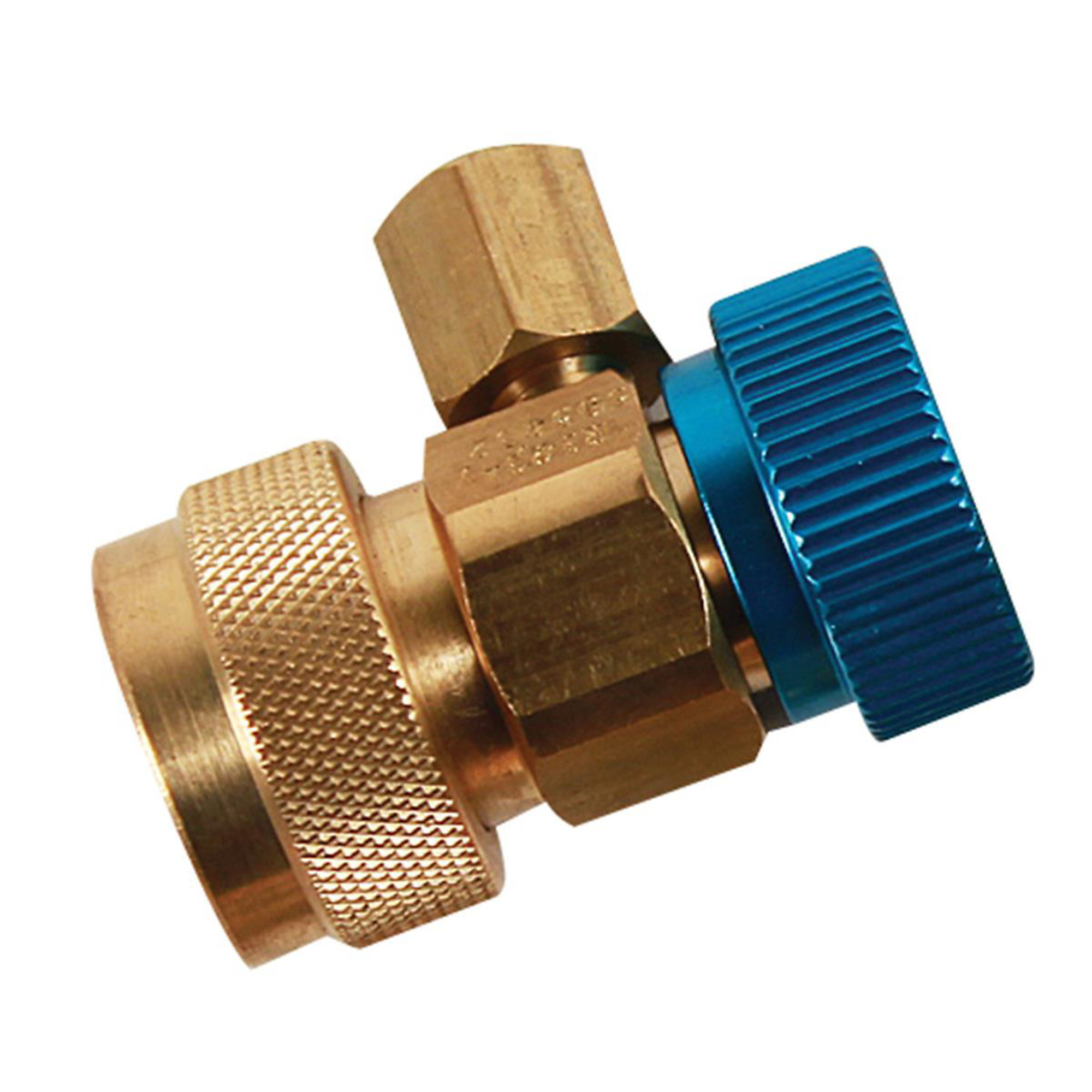 FJC R1234YF Low Side Coupler — Brass, M12 Female Fittings, 2.6in. x 1in., Blue, Model# FJC6802